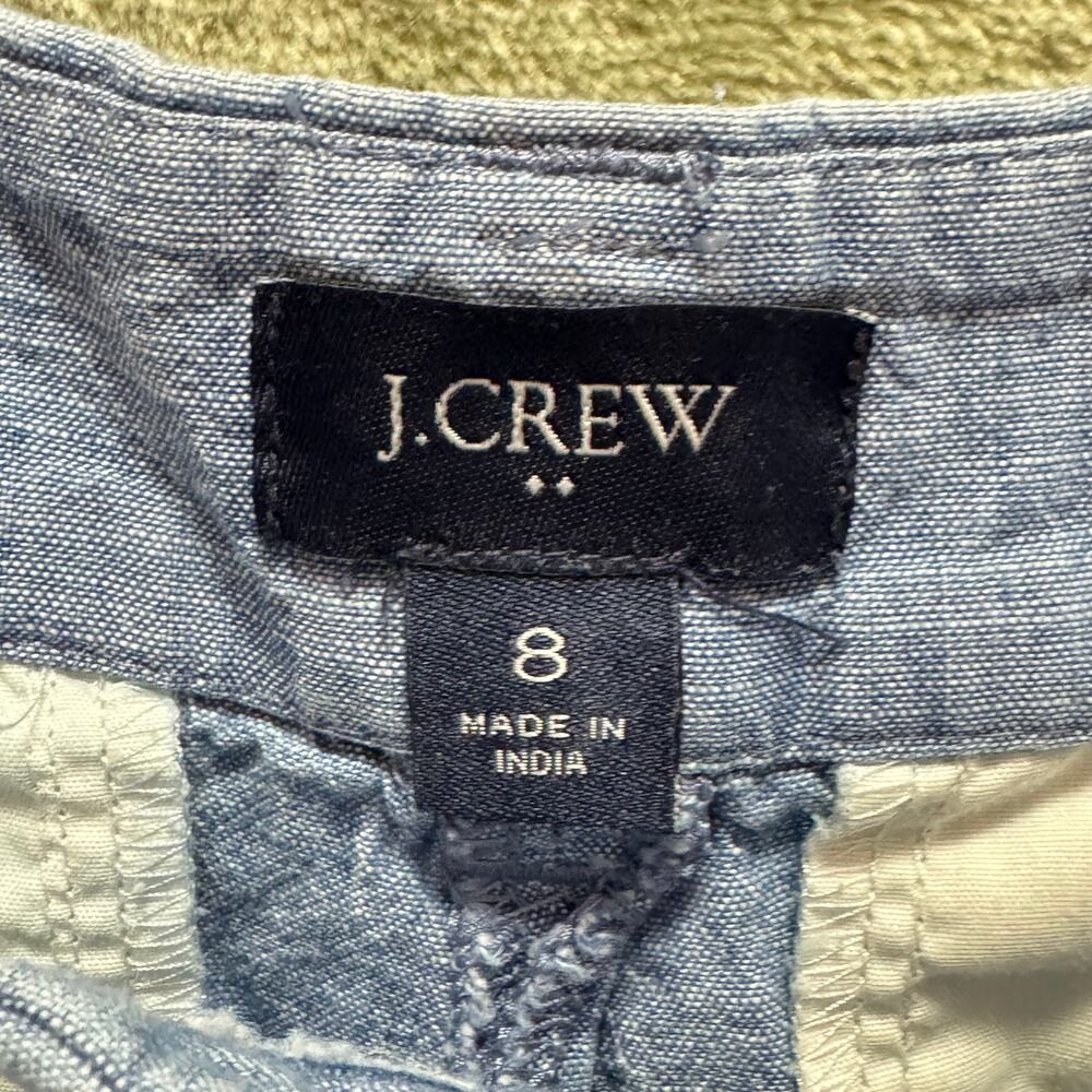 Crew 100% Linen Scalloped Hem Shorts Chambray Resort Vacation Preppy - Picture 8 of 9